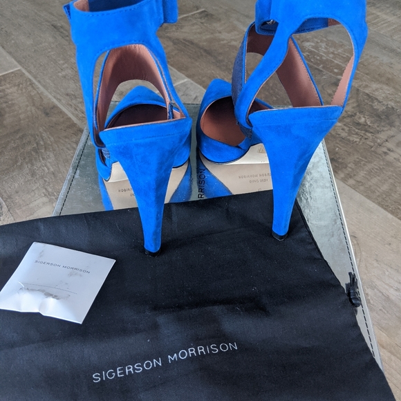 Sigerson Morrison Blue Brielle2 Pointed Pumps - Picture 5 of 6